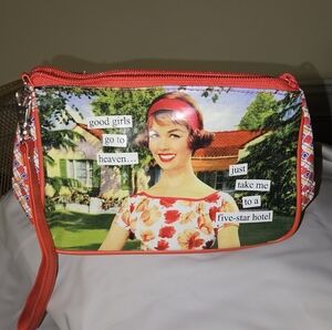 New. Anne Taintor Matte Vinyl Travel Cosmetic Bag - Good Girls Go to Heaven